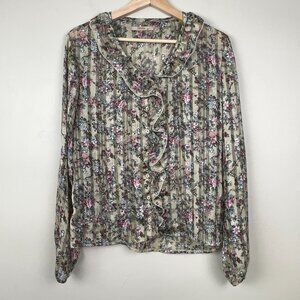 Blouse Women 44 Ruffle Cottagecore Delicate Dainty Floral Romantic Prairie